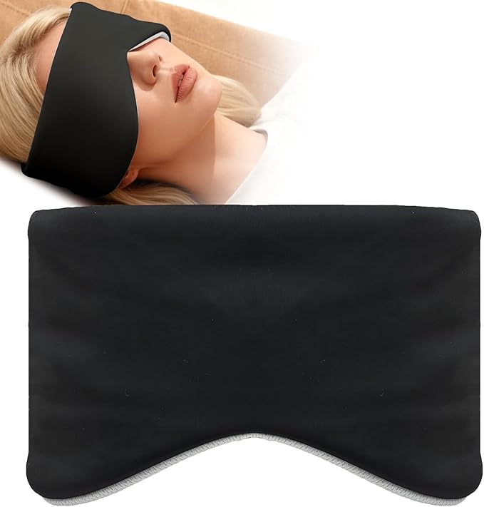 Sleep Mask for Women Men, Reversible Eye Mask Sleeping with Cozy & Cooling Sides, Adjustable Velcro Band, Blackout Face-Hugging Padded Eye Cover for Sleeping Travel Office, Black/White