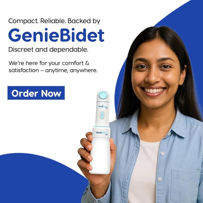 GenieBidet Upgraded 2025 Portable Bidet Rechargeable - Handheld Toilet Bidet Sprayer. On-The-Go Cleaning - Electric Sprayer for Women and Men. Personal Hygiene Cleaning/Postpartum Care.