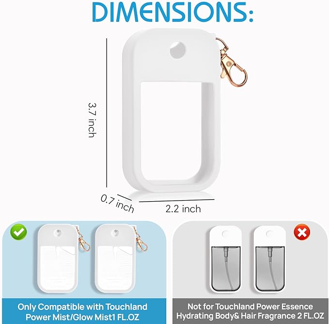 Silicone Case Compatible with Touchland Hand Sanitizer Spray, Protective Case for Spray 1FL. OZ (White(1PCS))