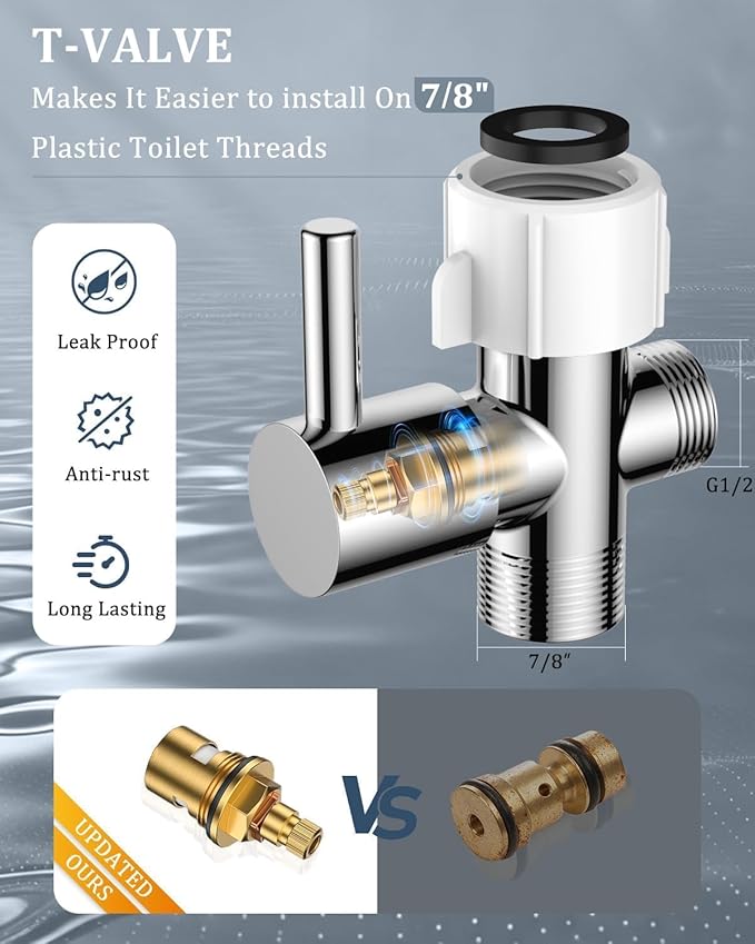 PWERAN Handheld Bidet Sprayer for Toilet with Water Filter, Stainless Jet Spray for Toilet with Adjustable Pressure,47in Leak-Proof Hose for Muslim Shower,Feminine Wash, Diaper Cloth Washing