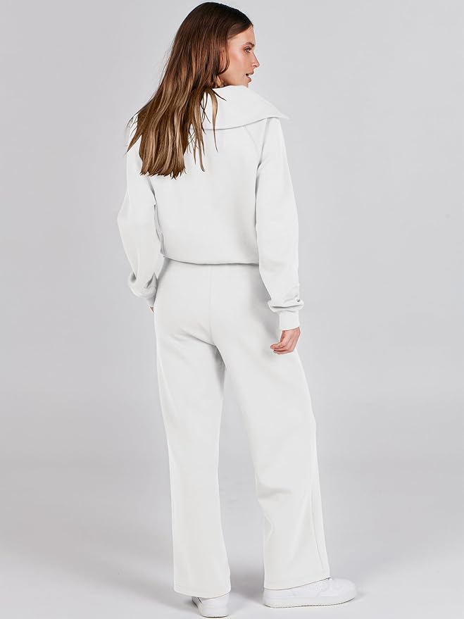 ANRABESS Women 2 Piece Outfits 2025 Fall Fashion Airport Wide Leg Pants Lounge Set Leisure Travel Vacation Clothes Sweatsuits