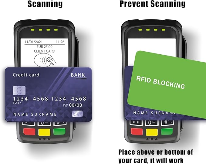 RFID Blocking Card - 3 Pack, Contactless NFC Credit Card ID Protection Safe Bank Card Passport Entire Wallet Purse Shield Protector Blocker Guard (Pack of 3, Green)