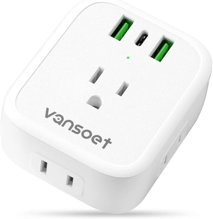 European Travel Plug Adapter, International Power Plug Adapter with USB C 20W 4 Outlets 3 Fast Charge Ports (PD&QC), Type C Plug Adapter Travel Essentials to Most of Europe Spain Italy France Germany