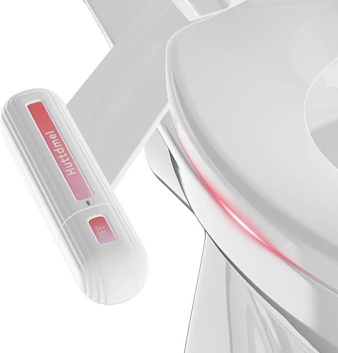 Ultra-Slim Bidet Attachment for Toilet, Non-Electric Dual Nozzle (Rear & Feminine Wash), Adjustable Water Pressure, Easy to Install, Fits Most Toilets, Stainless Steel Hose, Pink & White