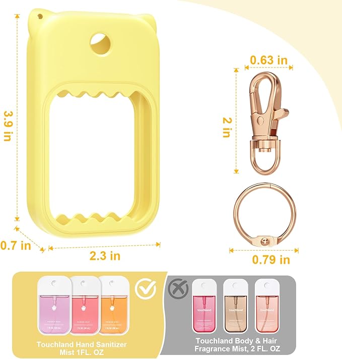 Hand Sanitizer Spray Case for Touchland Silicone Touchland Case Keychain Cute Hand Sanitizer Holder Keychain Compatible with Touch land Power Mist Gentle/Glow Mist