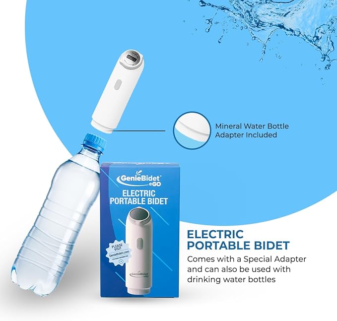 GenieBidet Portable Bidet Rechargeable - Handheld Toilet Bidet Sprayer- Men,On-The-Go Cleaning - Electric Sprayer Toilet for Women and Men Personal Hygiene Cleaning/ Postpartum Care