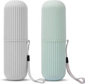 UCEC Toothbrush Cup, Portable Travel Toothbrush Holder Case, Toothbrush Case Set for Camping, Traveling, Home, School, Business, Bathroom, 2 Pack (Green, Grey)