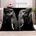 African Elephant Blanket Twin Size, Fleece Blanket for Couch Bed Sofa, Wild African Blankets and Throws, Animal Printed Super Soft Cozy Plush Flannel Blanket, 70 x 90 in, Black Gray