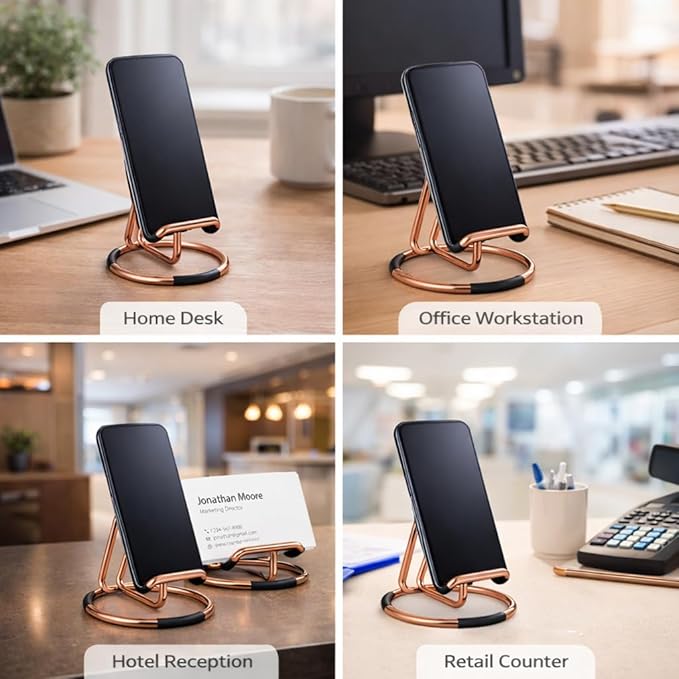 Mizi Cell Phone Stand for Desk – Metal Mobile Phone Holder Compatible with iPhone, iPad, Switch & All Smartphones – Cute, Classy Stylish Display Stand – Rose Gold
