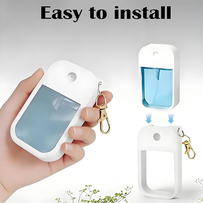 Silicone Case Compatible with Touchland Hand Sanitizer Spray, Protective Case with Jelly Balloon Dog Design Keychain for Power Mist and Glow Mist 1Fl Oz, Hand Sanitizer Spray Accessory (White)