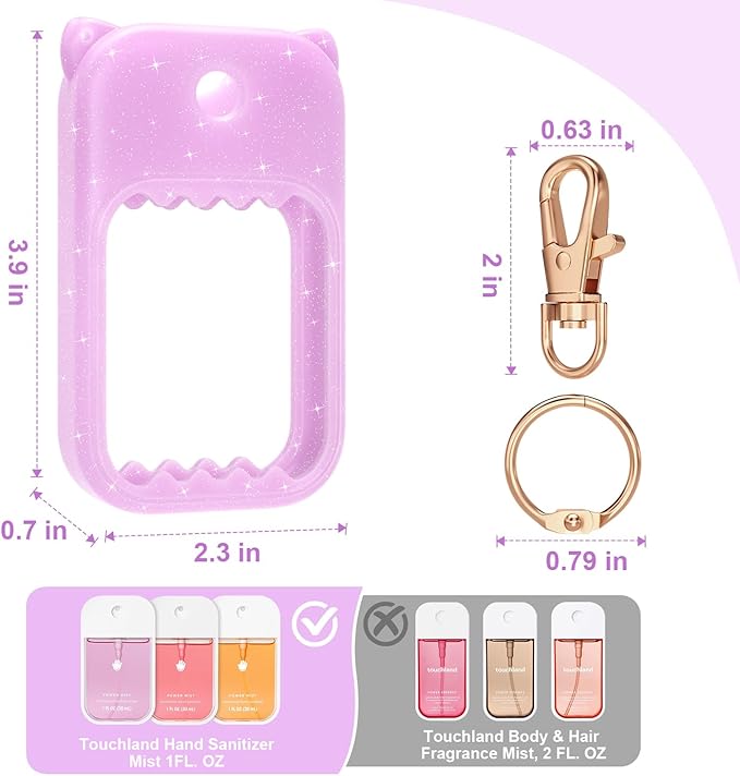 Hand Sanitizer Spray Case for Touchland Silicone Touchland Case Keychain Cute Hand Sanitizer Holder Keychain Compatible with Touch land Power Mist Gentle/Glow Mist