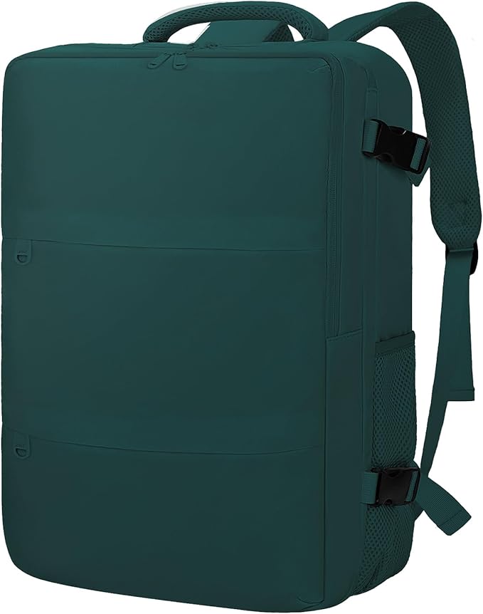 Carry On Backpack for Women & Men – Airline Approved Underseat Size, 15.6" Laptop Compartment, TSA-Friendly 180° Opening, Anti-Theft Business Travel Backpack with Trolley Sleeve (Peacockblue, Large)