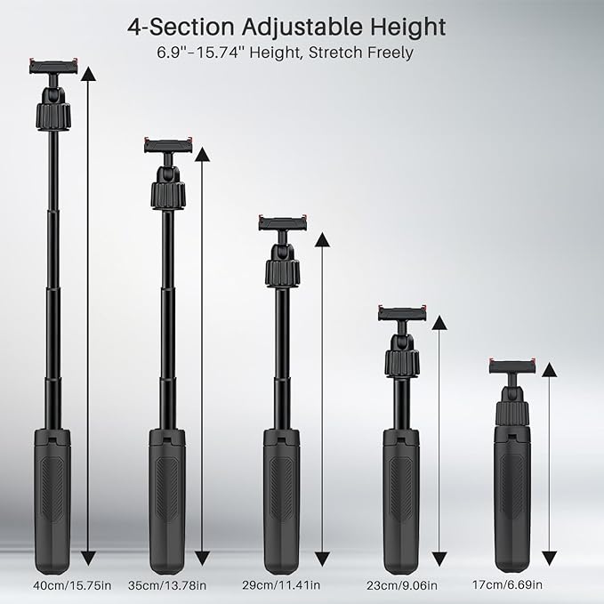 40cm/15.75'' Selfie Stick Tripod for DJI Osmo Action 6 & Nano Accessories, 360° Adjustable Extended Pole Tripod Stand w Magnetic Mount, Ultra-Lightweight Handle Grip Monopod for Vlogging