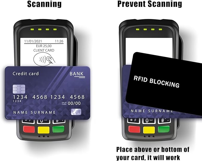 RFID Blocking Card - 1 Pack, Contactless NFC Credit Card ID Protection Safe Bank Card Passport Entire Wallet Purse Shield Protector Blocker Guard (Pack of 1)