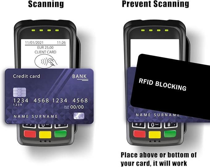 5 Pack RFID Blocking Card Contactless NFC Credit Card ID Protection Safe Bank Card Passport Entire Wallet Purse Shield Protector Blocker Guard (Pack of 5, Black)