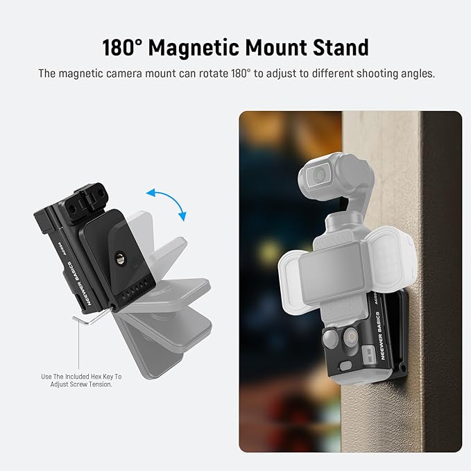 NEEWER Basics Magnetic Mount Stand Compatible with DJI Osmo Pocket 3, Creator Combo Accessories Expansion Adapter with 1/4" Screw Hole, Plastic Bracket for Battery Grip NEEWER M21 Fill Light, AC024