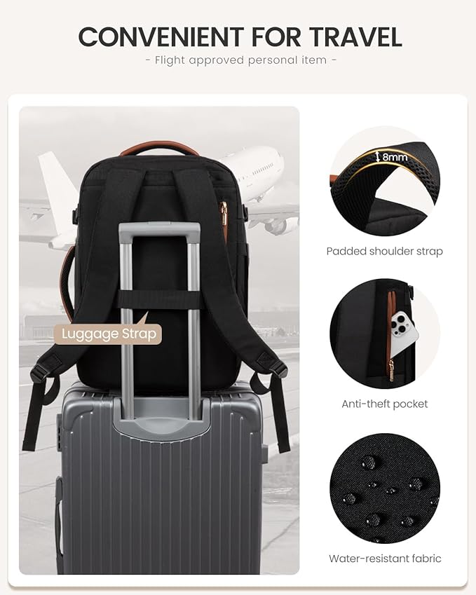 LOVEVOOK 50L Travel Backpack for Women Men, Large Carry on Backpack for Airplanes TSA Personal Item Travel Bag fits 17.3" Laptop, Waterproof Weekender Essentials Airline Approved with 2 Packing Cubes