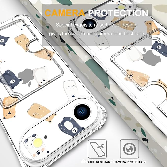 Compatible with iPhone 17 Air Case Card Holder for Women Cute Design,Wallet Phone Cases Transparent Cool Kawaii Protective (Clear Lovely Bears Funny)