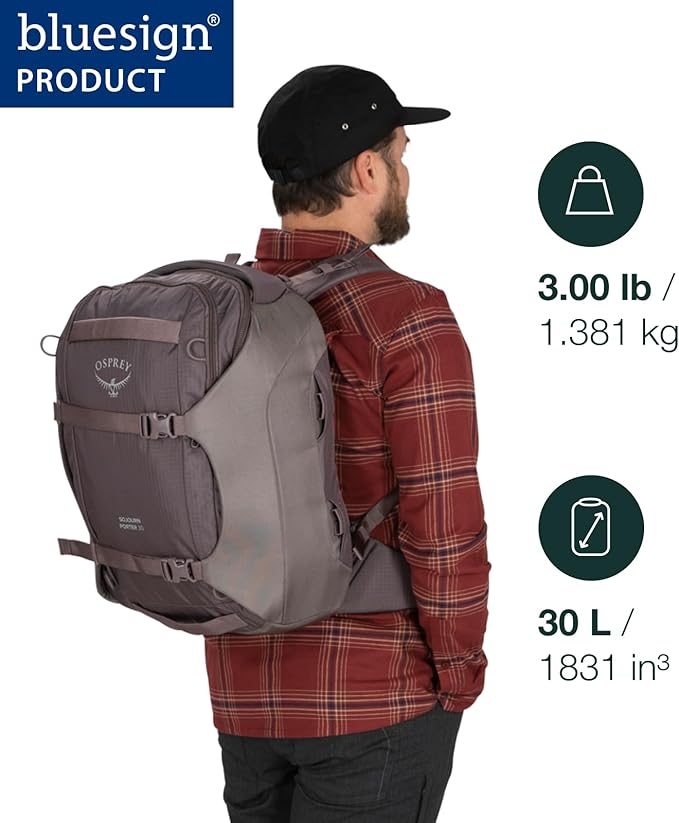 Osprey Sojourn Porter 30L Travel Backpack - Carry-On Compliant Luggage with StraightJacket Compression and Padded Laptop Sleeve - Durable Pack for International or Urban Travel, Brindle Brown