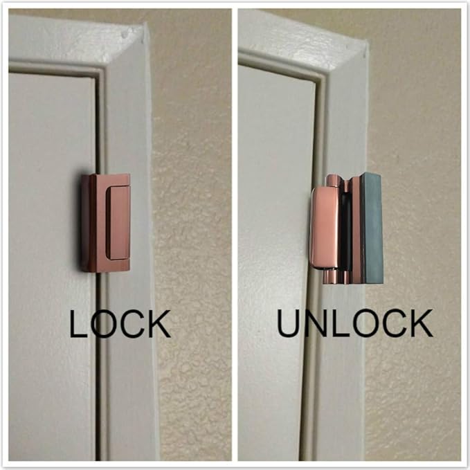 2 Pack Door Reinforcement Locks with 8 Screws, Home Security Childproof Night Lock Withstands 800 Lbs Brown