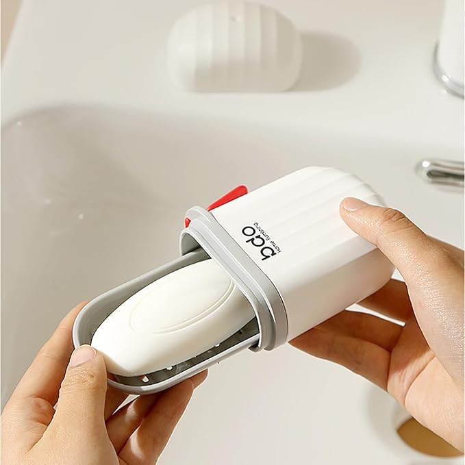 Toothbrush Travel Case & Travel Soap Holder Dish Tray Set of 2, Portable Clear Toothbrush Holders with Cover Leakproof Bar Soap Holder for Traveling School Camping Business Bathroom