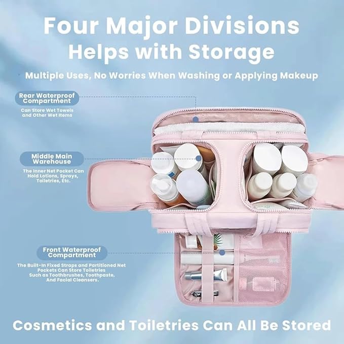 Toiletry Bag,Lightweight Travel Bag for Man and Women, Puffy Cosmetic Makeup Bag Organizer with Handle for Accessories,Essentials, Toiletries, Travel Small Bag (57bai)