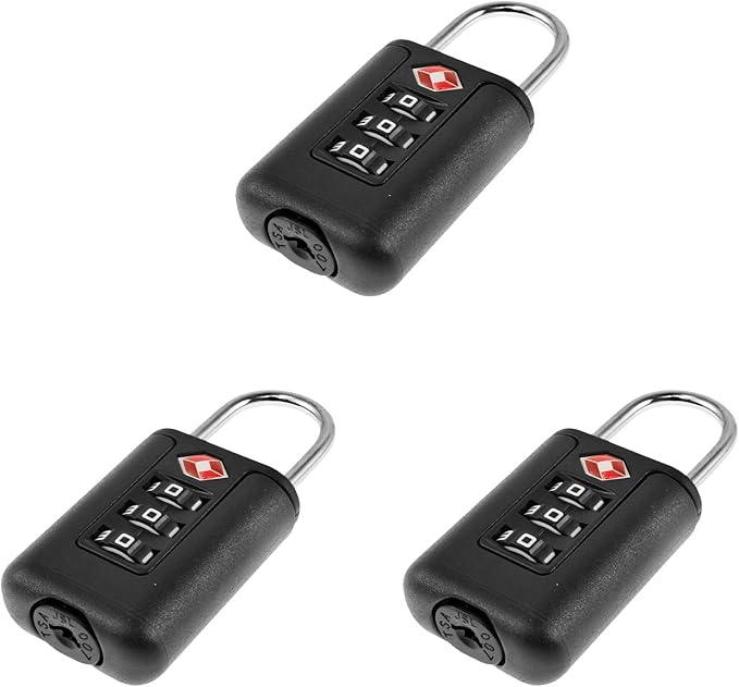 3Pcs TSA Approved Luggage Locks 3 Digit Travel Combination Portable Small Padlocks Stainless Steel TSA Accepted Toolbox Locks for Travel Bag Suitcase Lockers
