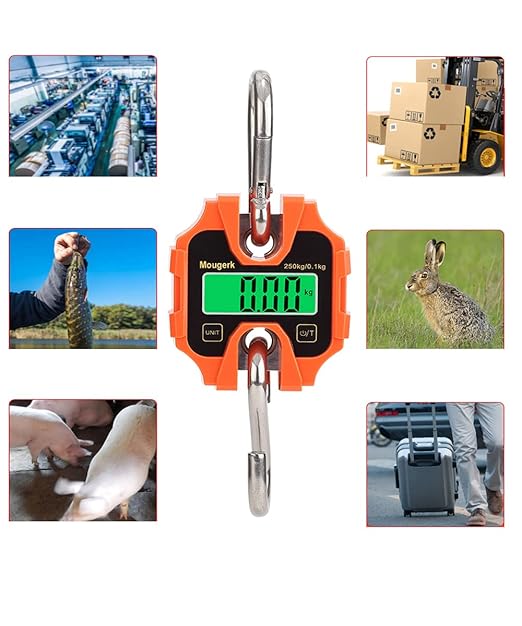 Digital Hanging Scales Portable Heavy Duty Crane Scale 250 kg 500 lb 2 AAA Batteries(Not Included)