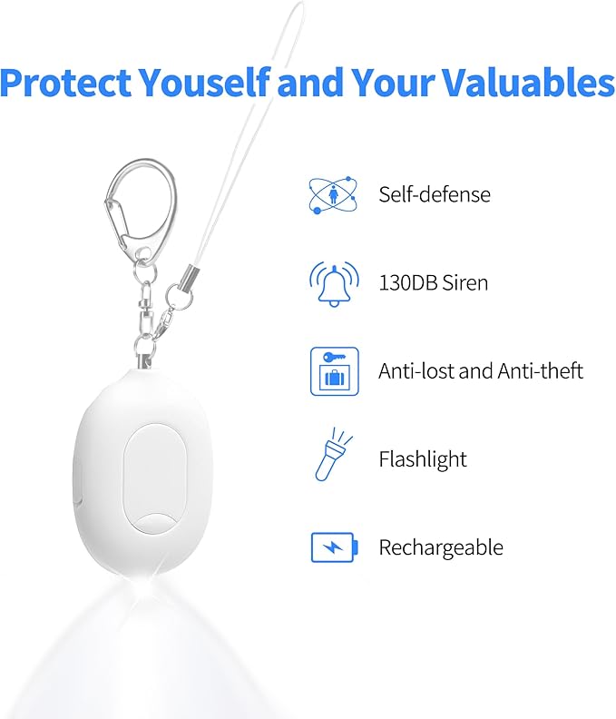 Portable Door Stopper Security Alarm, Door Stopped Alarm When Opened, 130dB Loud Travel Door Stop Alarm with Vibration Sensor & LED Flashing, USB Rechargeable for Hotel Home Safety