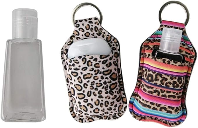 4 Piece Bottle Holder Keyring Neoprene Keychain for 30ML Gym Shampoo Soap Perfume and Liquids Travel Containers