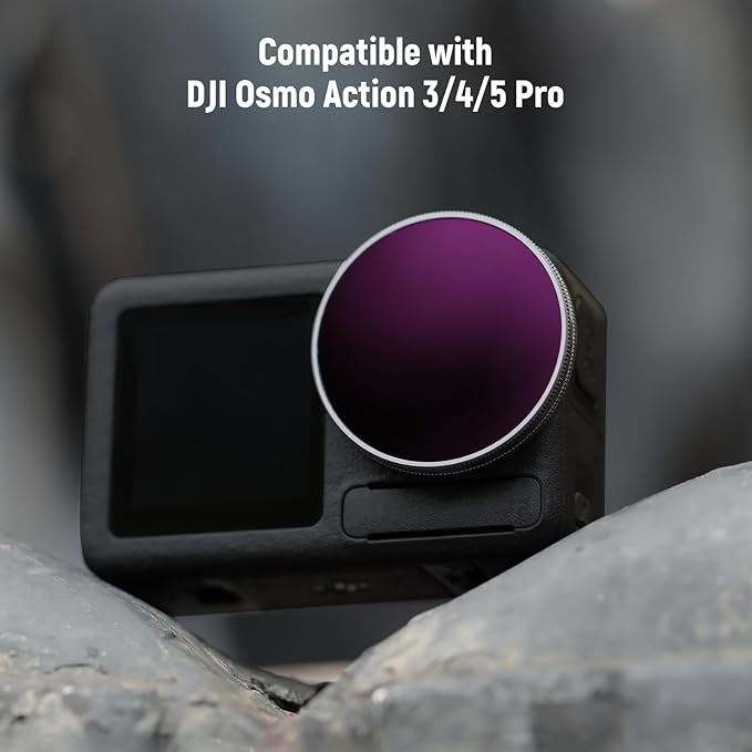NEEWER ND Filter Set Compatible with DJI Osmo Action 5 Pro/4/3, 4 Pack Multicoated HD Optical Glass Snap On ND8/ND16/ND32/CPL Filters, Action Camera Lens Accessories with 2X Cleaning Cloth