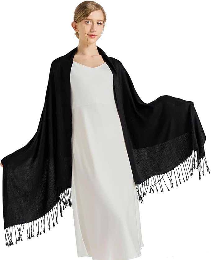 Soft Silky Pashmina Shawl Wraps Solid Colors Scarf for Wedding Evening Dresses