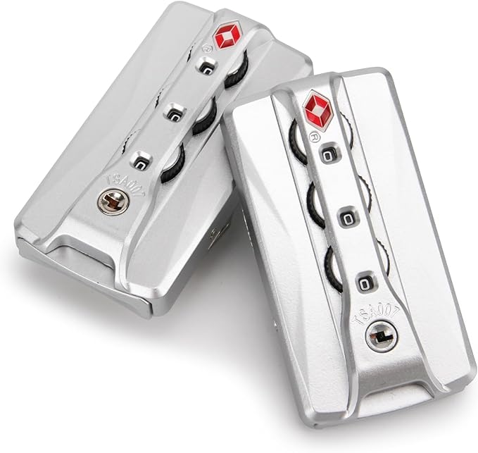 2-Pack TSA Locks for Luggage, Luggage Locks TSA Approved, Small Travel Combination Lock for Luggage Bag Backpack Baggage Suitcase, Silver JS620