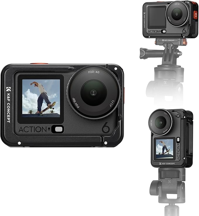 K&F CONCEPT Aluminum Alloy Camera Cage Compatible with DJI Osmo Action 6 Camera Accessories, Protective Cage Expansion Frame Case with Cold Shoe Mount | 1/4" Screw Adapter for Tripod, Selfie Stick