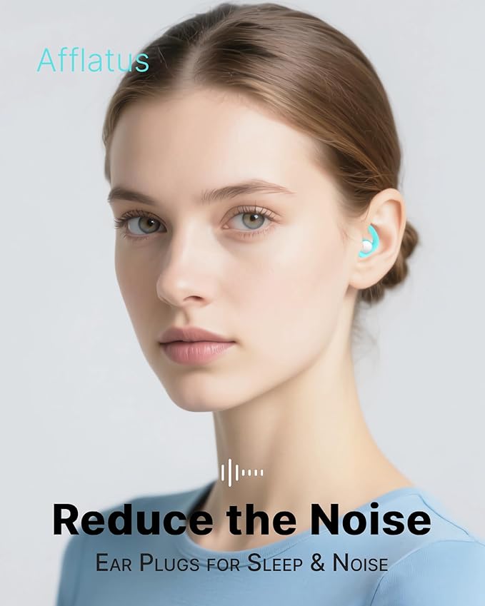 Afflatus Ear Plugs for Sleeping Noise Cancelling, 2 Pairs (S+L) Comfortable Reusable Noise Reduction Ear Plugs, Earplugs for Sleep, Snoring Light Grey