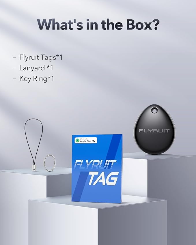 Air Tracker Tags-1 Pack for Apple Find My(iOS Only), Official MFi Certified, Smart Bluetooth Key Finder, Tracking Device for iPhone, Mini Finder Locator for Luggage, Backpack, Wallet, Bags, eBike
