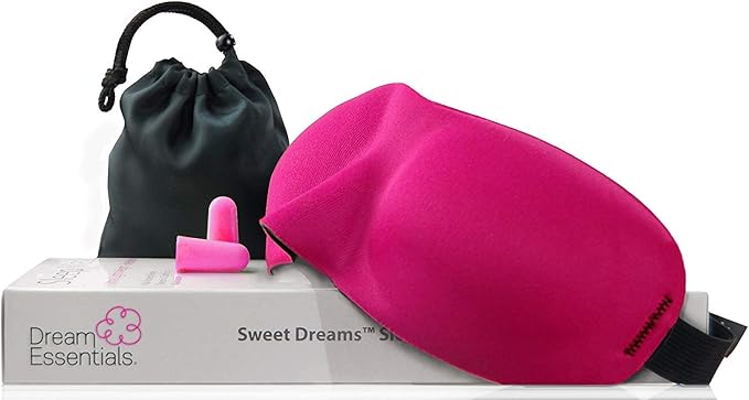 Wild Essentials Sweet Dreams Contoured Sleep Mask Kit with Travel Pouch and Earplugs Set ~ Pink