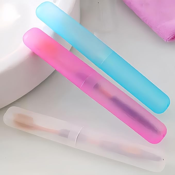 8 Pack Travel Toothbrush Case, Portable Toothbrush Travel Case with Ventilation Hole for Business Trip, Camping, Home(Blue,Pink,Green,White)