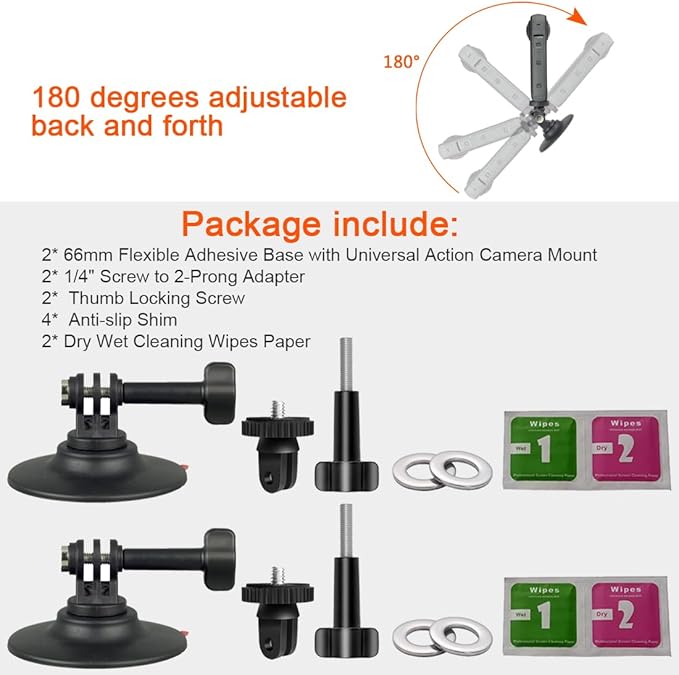 Flexible Adhesive Mount Kit Helmet Camera Mount for Insta360 X5 X4 X3 GO One X RS Gopro Hero 13/12/11/10 Max DJI Action 5 Pro 4 Camera Accessories for Flat and Curved Surfaces