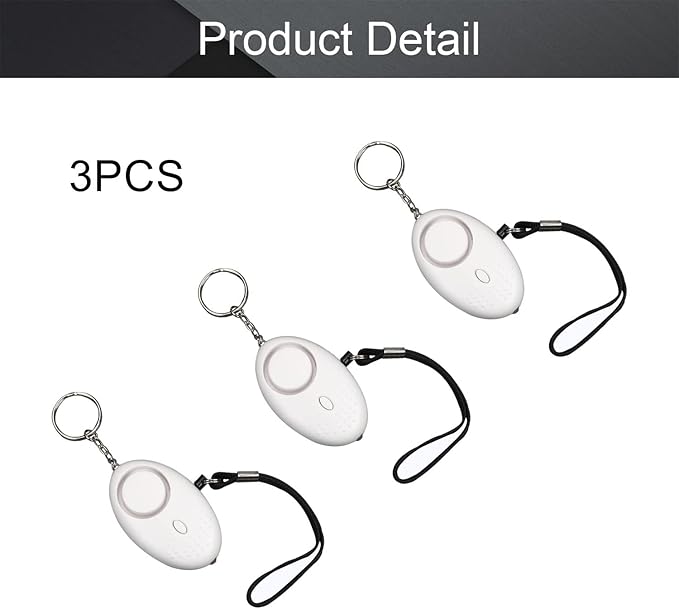 Othmro Safe Sound Personal Alarm 3 Pack 120DB Personal Security Alarm Keychain with LED Lights, Emergency Safety Alarm for Women, Men, Children, Elderly White
