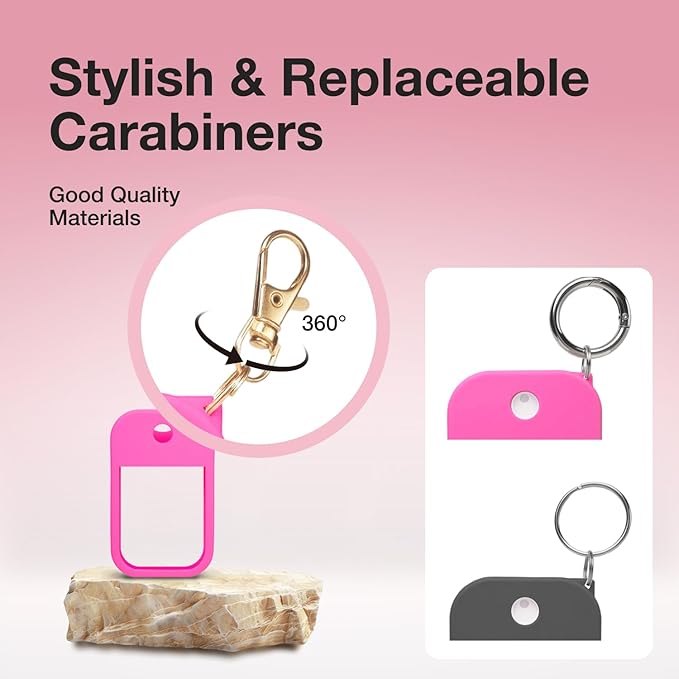 2 PCS Soft Silicone Case for Touchland Power Mist (1FL. OZ./30 mL), Protective and Stylish Case with Keychain Compatible with Touchland Hand Sanitizer Spray (Hot Pink/Black)