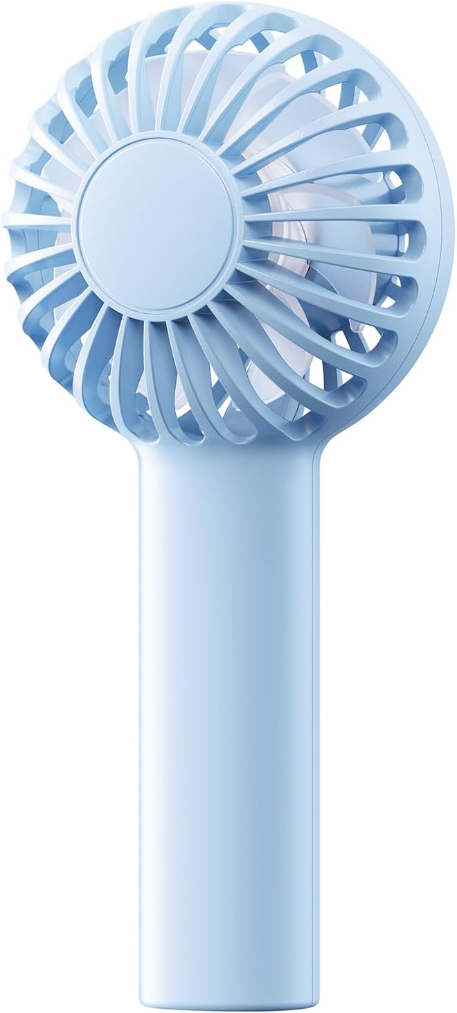 SWEETFULL Mini Portable Fan - Rechargeable Handheld Fan, 3 Speeds Personal Small Hand Gifts for Travel Essentials, Lash, Makeup, Eyelash, Kids, Girls, Women - USB, Cute Design Light Blue