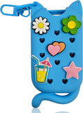Cat Silicone Case for Touchland Mist 1 Fl.Oz(30mL),With 5 Charms & Keyring, Stylish Cute Hand Sanitizer Spray Accessory,Lightweight & Portable for Travel-Blue