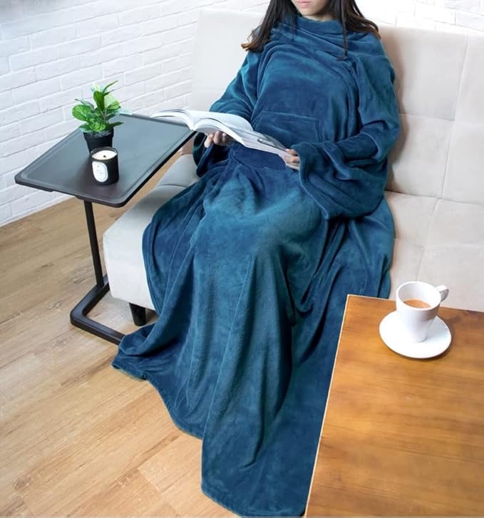 PAVILIA Blanket with Sleeves for Adult Women Men, Soft Warm Wearable Blanket Fleece Wrap Throw, Robe Blanket Gift