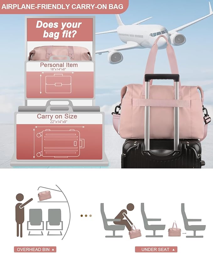 Pritent Travel Duffle Bag, Waterproof Weekender Overnight Hospital Bags for Women Men with Toiletry Bag Lightweight Carry on Personal Item Duffle Gym Bag for Travel, Airplanes, Sports