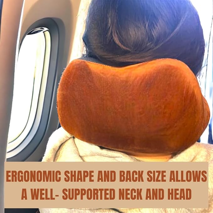 Travel Pillow - 100% Memory Foam - Travel Pillows for Airplane - Neck Pillow Airplane and Car Use - Memory Foam Travel Neck Pillow - Travel Essentials for Women and Men (Purple)