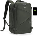 ECOHUB 17" Small Unisex Travel Backpack United Airlines Approved 17x10x9 Friendly Suitcase Anti-Theft Lockable Zippers Style Personal Item Bag Travel Essentials with 12 Pockets Water Resistant, Green