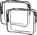 Cosywell Clear Toiletry Bag Quart Size Bag 2Pcs Travel Makeup Cosmetic Bag PVC Toiletries Cosmetic Pouch for Women Men (M)