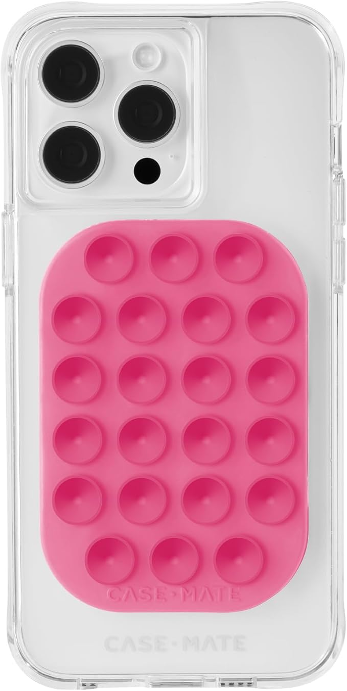 Case-Mate Adhesive Suction Cup Phone Mount - Sticky Phone Grip with Strong 3M Adhesive - Anti-Slip Phone Holder - Content Creator Essentials - Compatible with iPhone, Android Phones & Cases - Fuchsia
