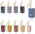 10PCS Hand Sanitizer Holders, 30ML Leather Keychain Holder Bottles Cases, Travel Size Empty Squeeze Bottle for Toiletry Shampoo Lotion Soap